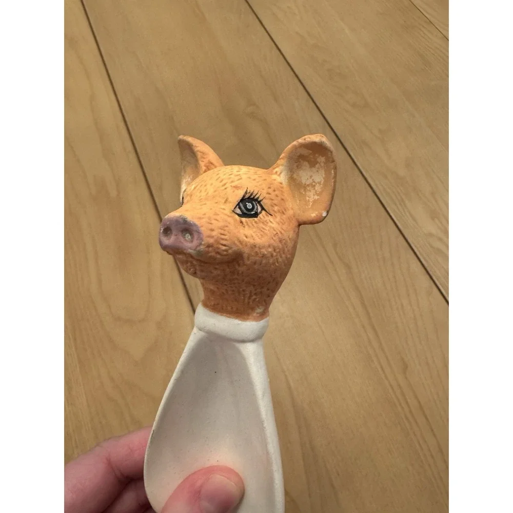 VTG PIG SCOOP CERAMIC Eclectic Animal Serveware Painted‎ Ceramic Cottagecore Ktn